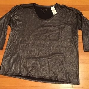 LOFT Navy Shimmery Tee NWT